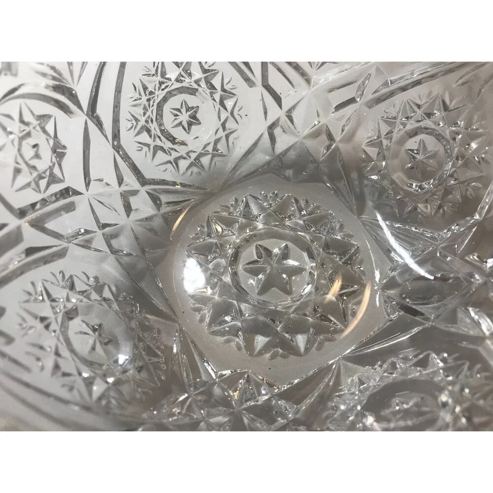 Brilliant Cut Glass Vintage Candy Dish with Glass Handle